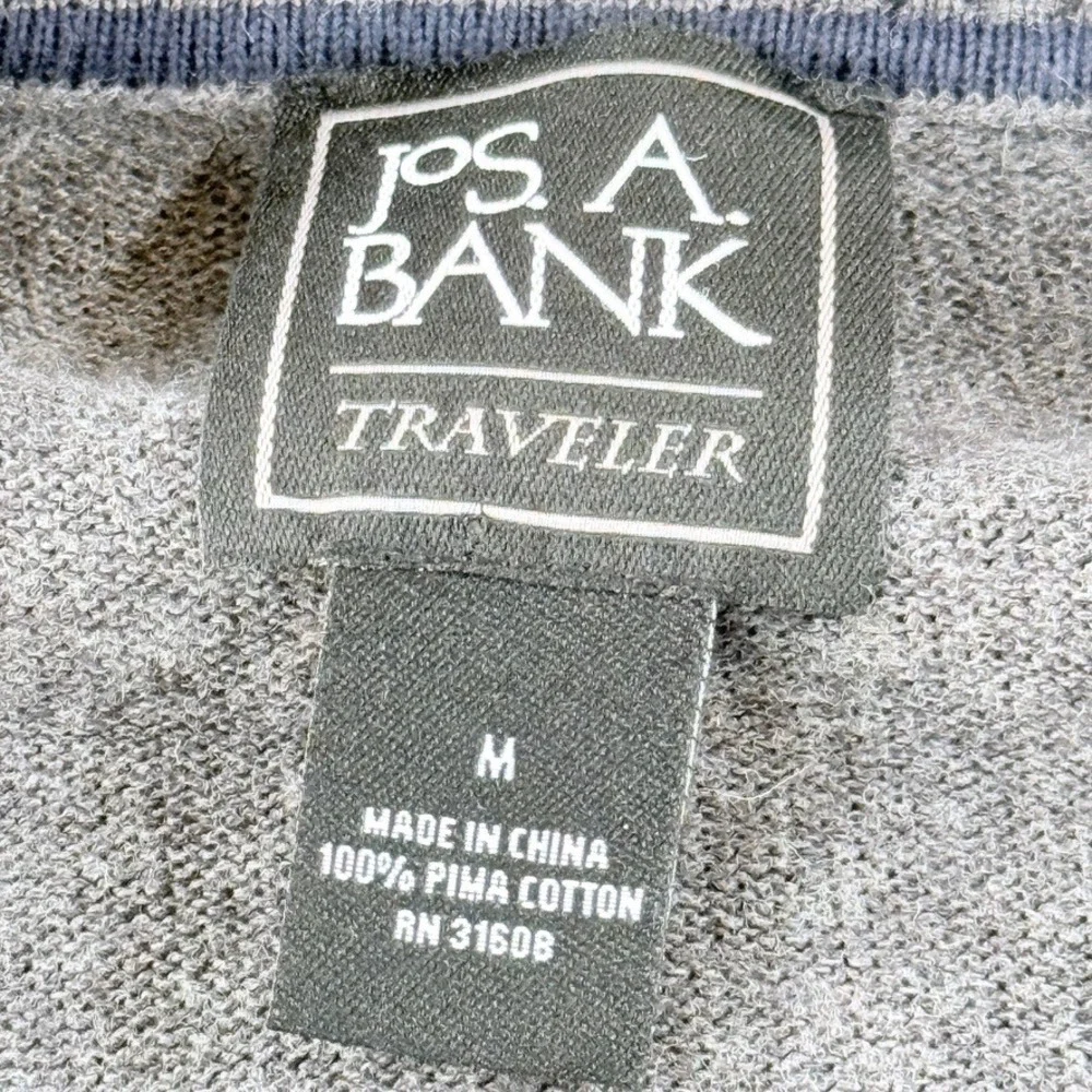 Jos. A. Bank Traveler V-Neck Sweater Mens Size M Gray 100% Pima Cotton